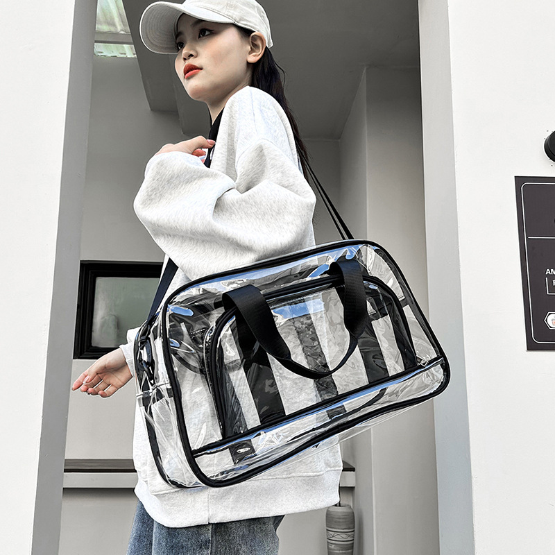 V888-ELOSUNG26322-202504281335-00 Black transparent Multi-Purpose Clear PVC Bag - Travel, Fitness, Storage Tote (50x32x18cm) - Image 1