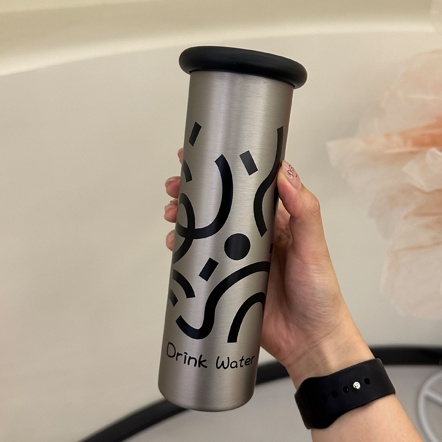 V888-ELOSUNG26422-202504281346-00 Mini Insulated Coffee Cup - 316 Stainless Steel, Portable & Stylish - Silver drink (300ml+cup brush) - Image 1