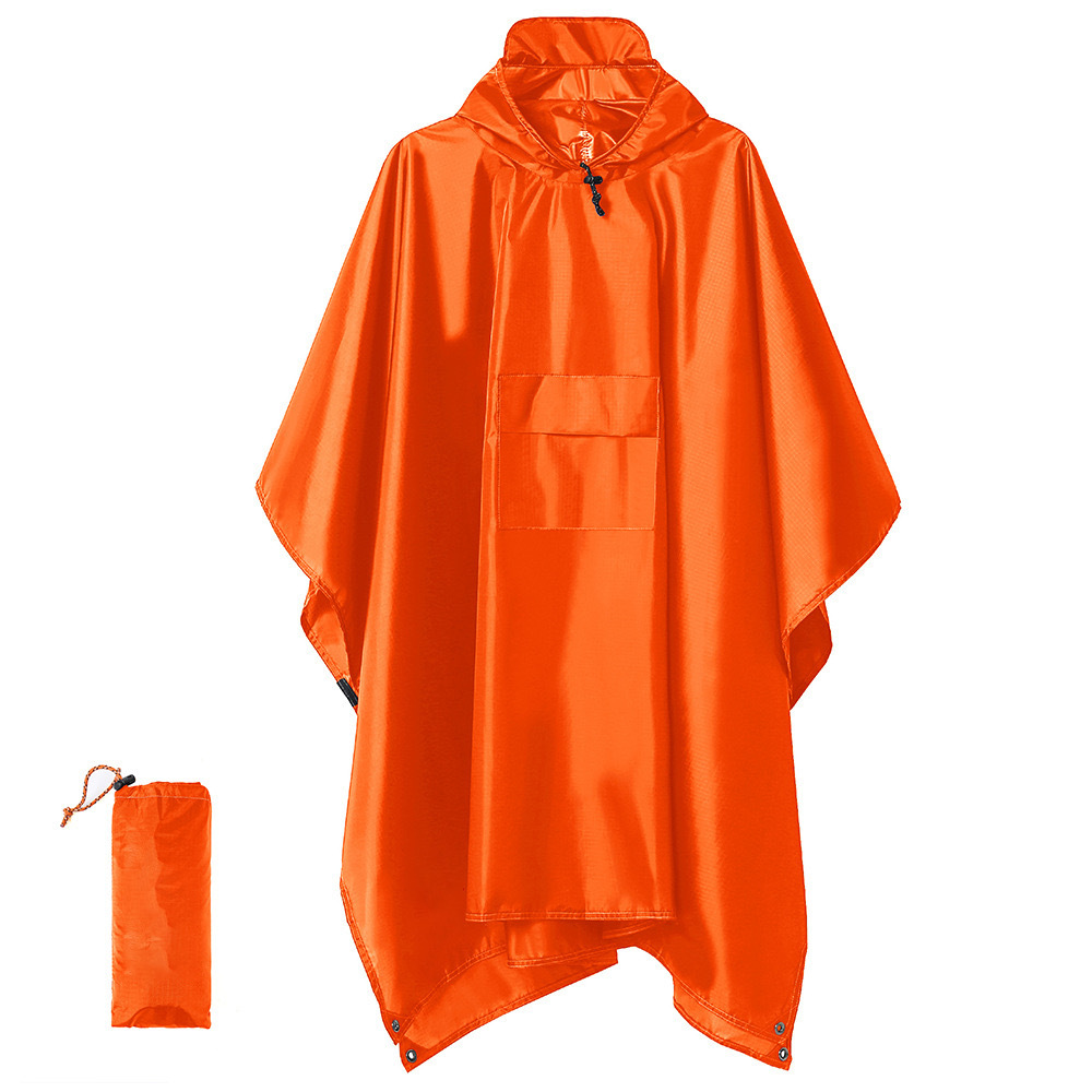 V888-ELOSUNG26434-202504281342-00 Orange Portable Outdoor Camping Poncho - Can be used as Raincoat, Tarp, Ground Cover - Image 1