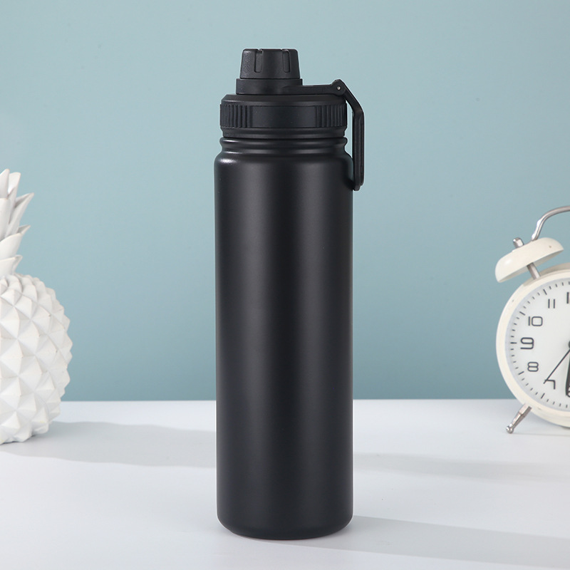 V888-ELOSUNG26445-202504281433-00 Black Portable Travel Thermos Bottle - Leakproof Stainless Steel Flask with Carry Handle (25oz - 750ml) - Image 1