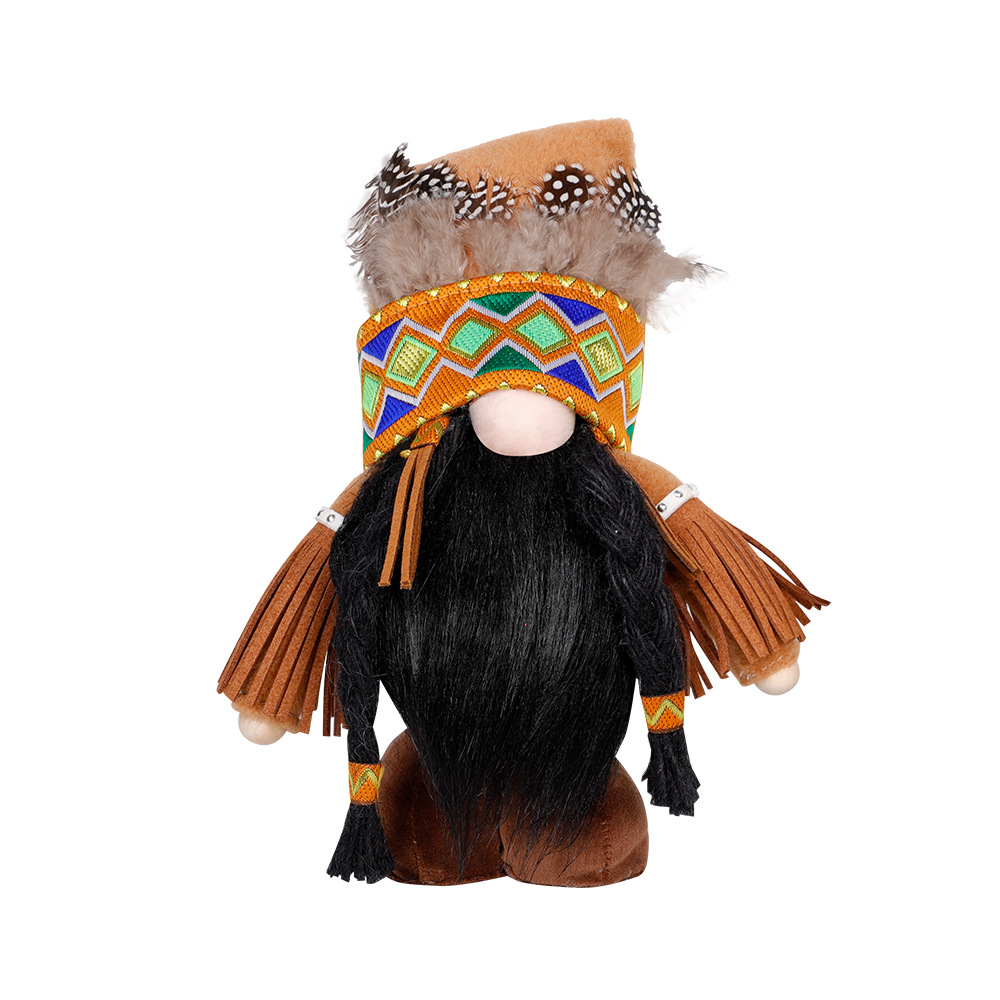 Handmade Thanksgiving Doll Set - Girl Figures with Feather Headbands