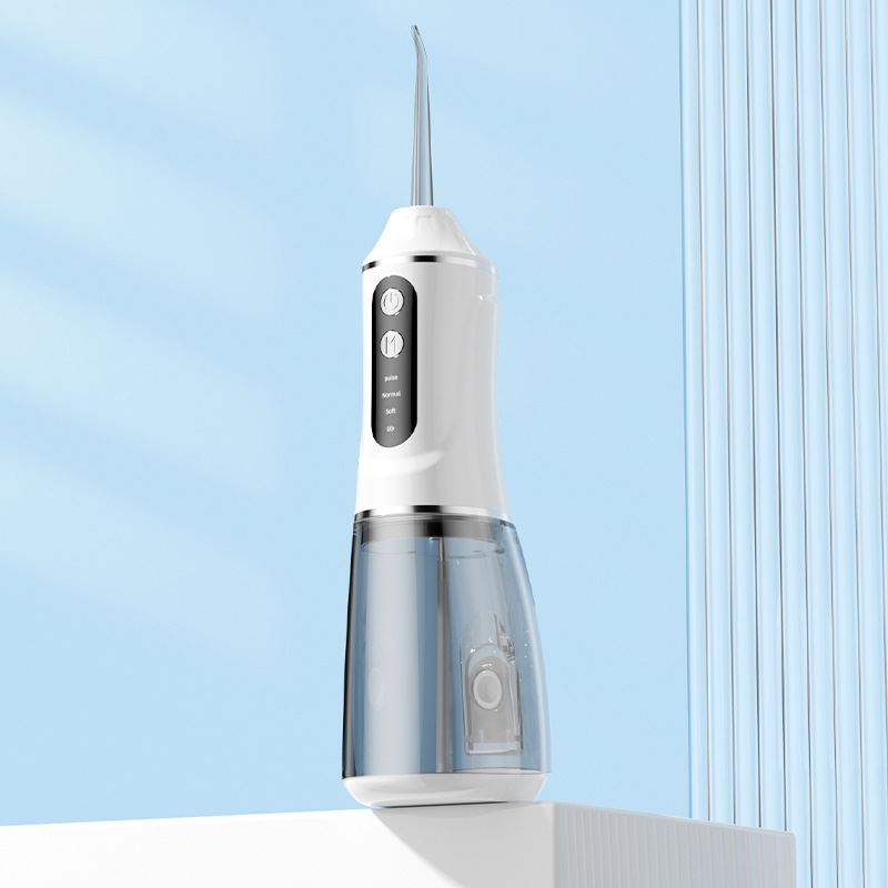 Portable Electric Oral Irrigator with 4 Nozzles 3 Pressure Modes - White