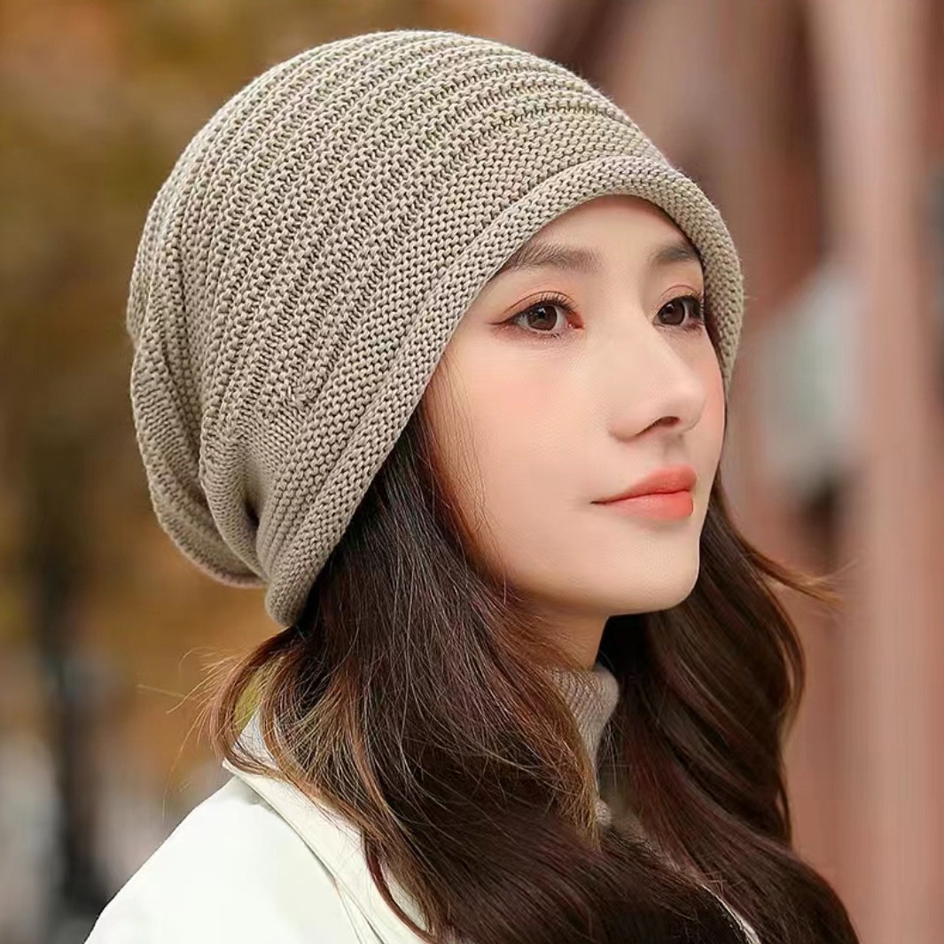V888-ELOSUNG26634-202505131732-00 Khaki Warm & Stylish Women's Knitted Beanie Hats (3-Pack) - Perfect for Cold Weather Comfort - Image 1