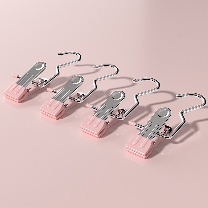 V888-ELOSUNG26681-202505131927-00 Pink Stainless Steel Hanging Clips (35 PCS) - Strong Grip for Pants, Hats, Socks, Laundry - Image 1