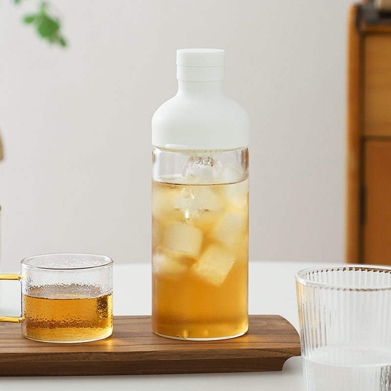 V888-ELOSUNG26748-202505131741-00 Style Cold Brew Bottle - 450ml Glass, Leak-Resistant Silicone Top White Silicone Lid - Image 1