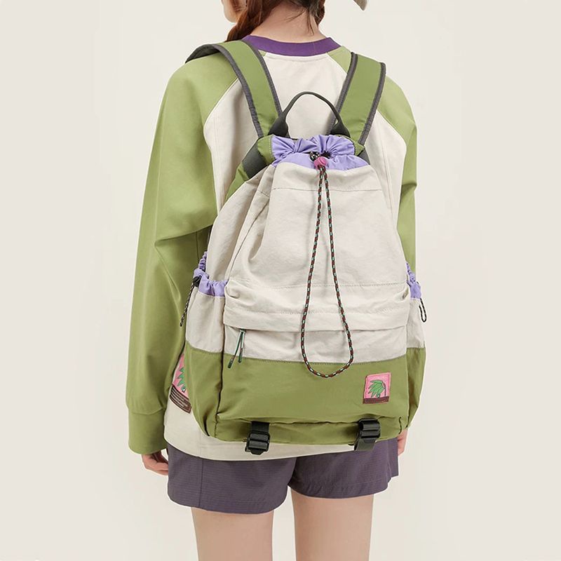 V888-ELOSUNG26754-202505131836-00 Beige Stylish Lightweight Drawstring Backpack for Women Men Hiking Travel - Image 1