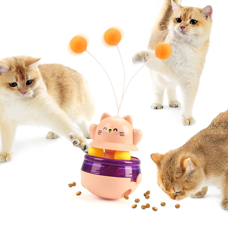 V888-ELOSUNG26856-202505151812-00 Pink 3-in-1 Interactive Cat Toy - Tumbler, Treat Dispenser, Track & Teaser Ball - Image 1