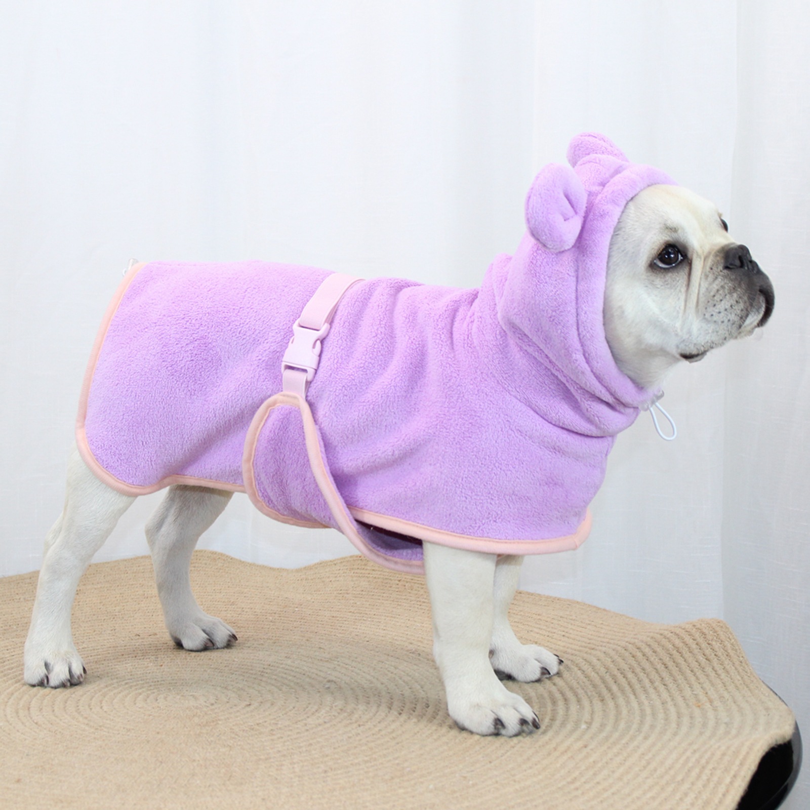 V888-ELOSUNG26888-202505151642-00 Purple Hooded Dog Bathrobe - Super Absorbent, Adjustable Fit, Cozy Pet Towel (Size : XL) - Image 1