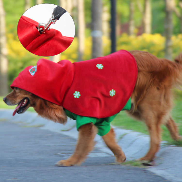 V888-ELOSUNG26894-202505151646-00 Christmas Dog Costume - Festive Hooded Cape & Green Jumpsuit Outfit (Size : 2XL) - Image 1