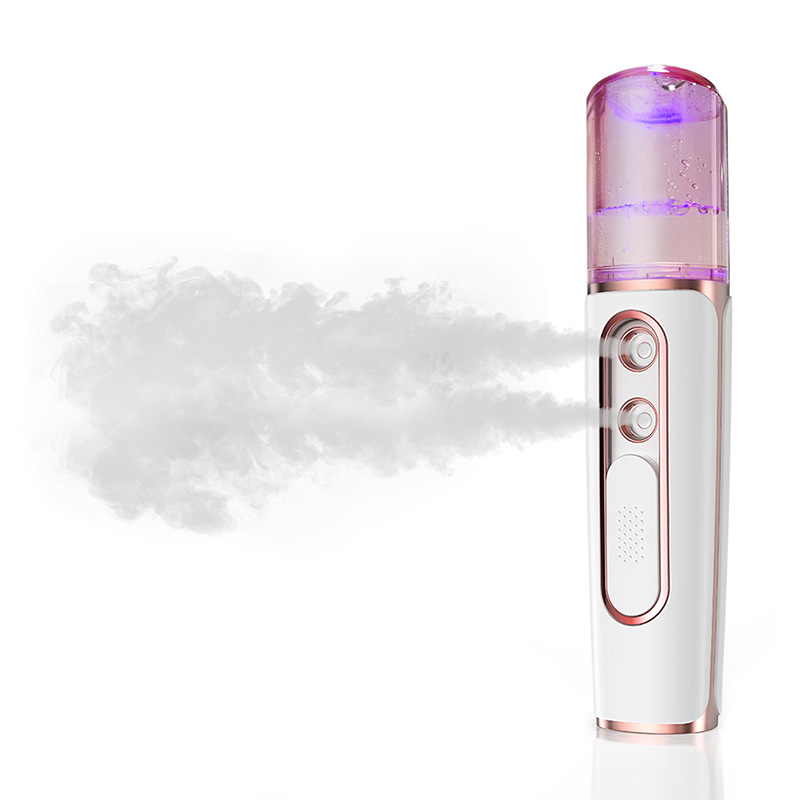 V888-ELOSUNG26964-202505191415-00 White Dual Nozzle Nano Facial Mister - USB Rechargeable Hydrating Spray - Image 1