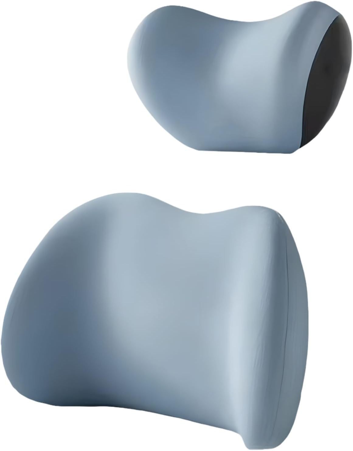V888-ELOSUNG27016-202504171721-00 Blue Ergonomic Memory Foam Car Headrest & Lumbar Support Cushion Set - Driving Comfort Neck & Back Pillow - Image 1