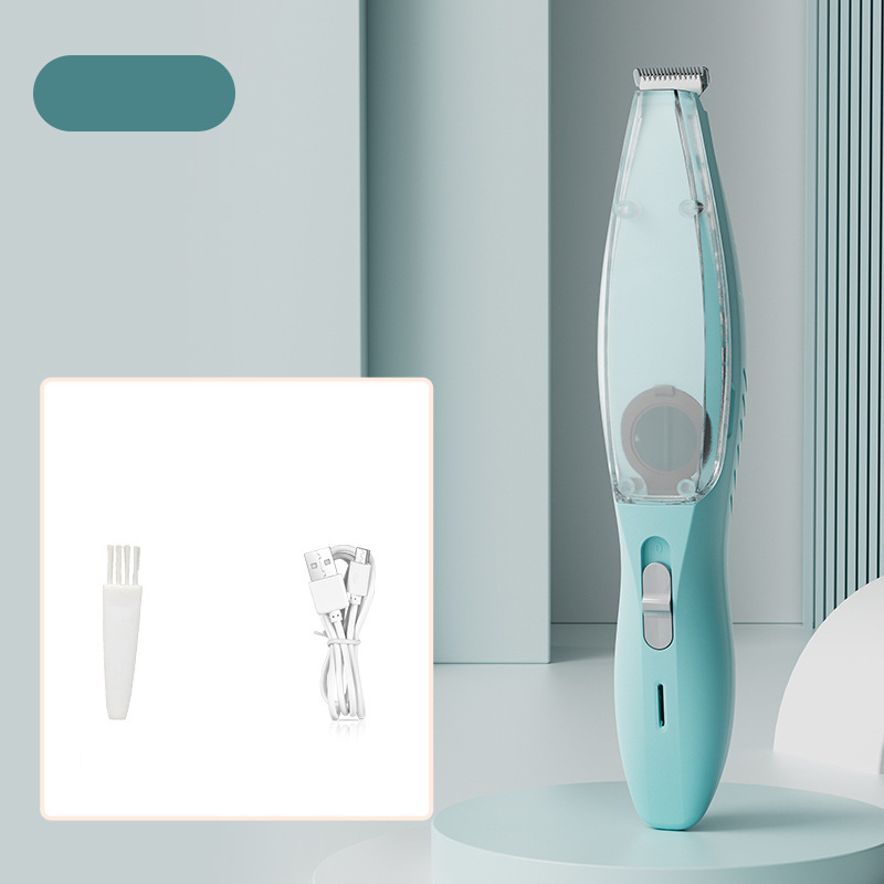 V888-ELOSUNG27024-202504211145-00 Blue Rechargeable Pet Grooming Clipper with Built-in Vacuum - Low Noise Hair Trimmer for Dogs & Cats - Image 1