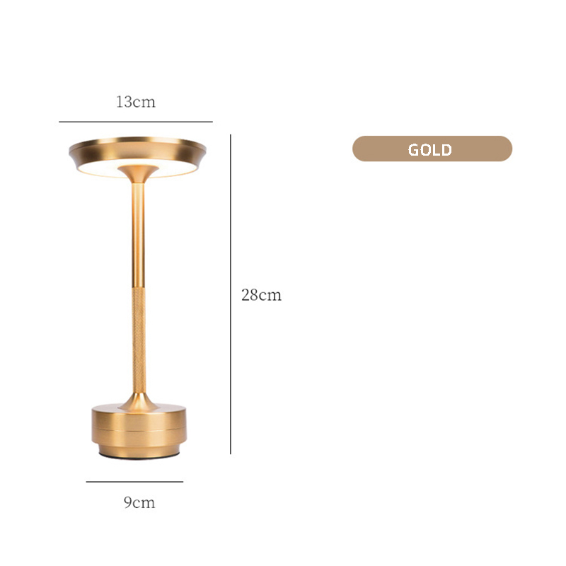 V888-ELOSUNG27038-202504211227-00 Gold Elegant Aluminum Alloy Rechargeable LED Touch Lamp - 3-Color Dimmable Cordless Table Light - Image 1