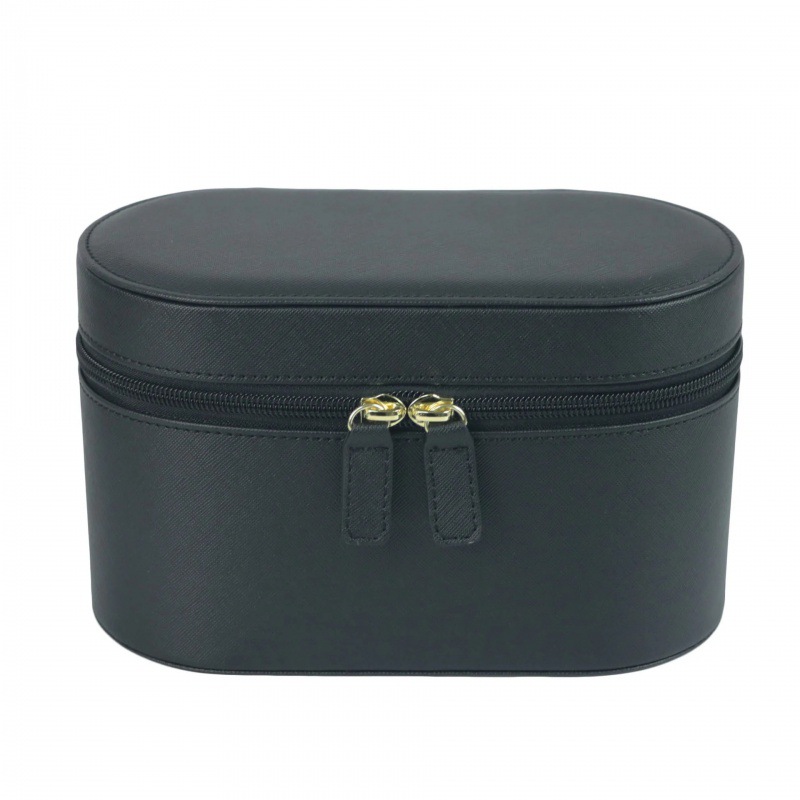 V888-ELOSUNG27380-202505081725-00 Black Elegant PU Leather Makeup & Toiletry Bag - Large Capacity Travel Cosmetic Organizer with Brush Holder - Image 1