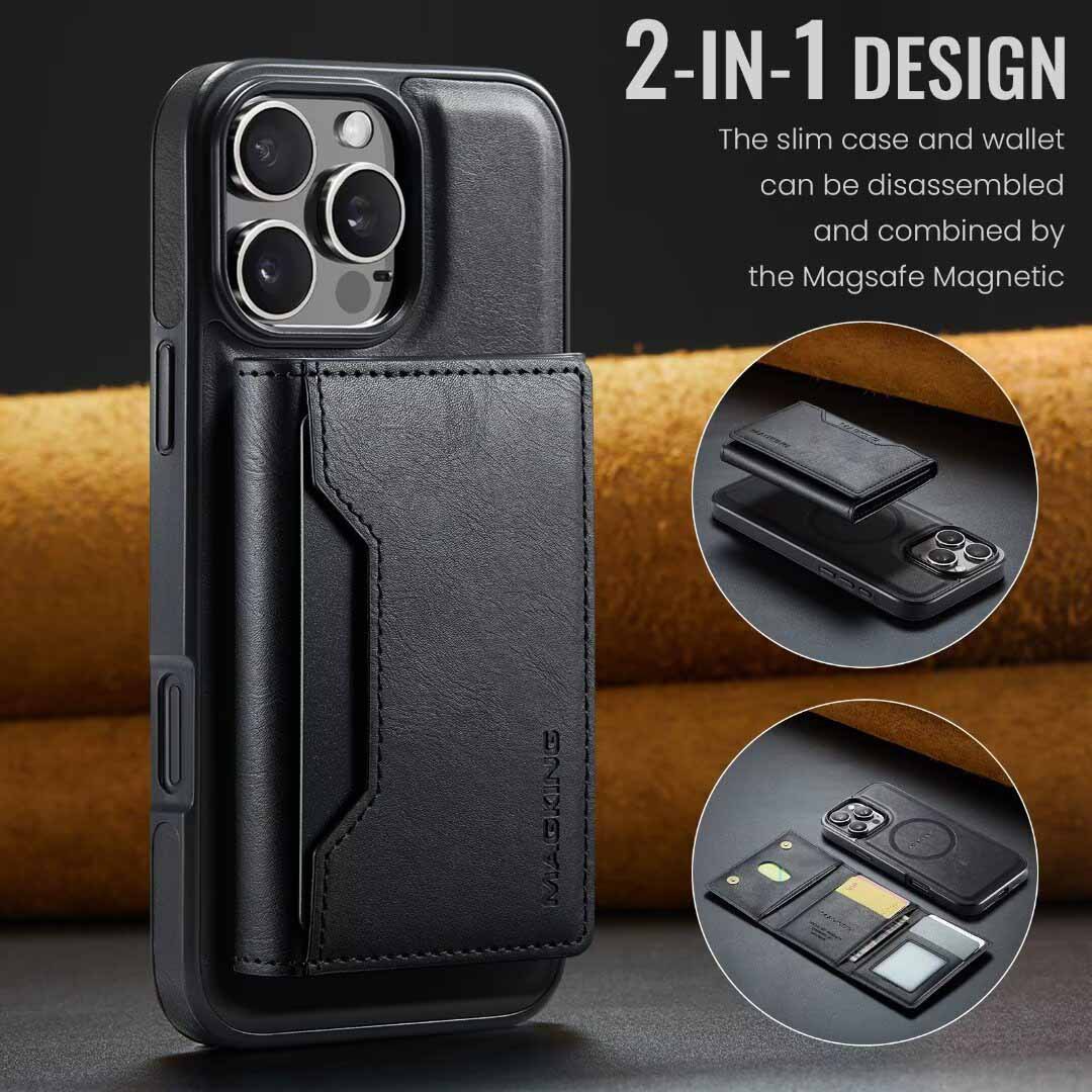 V888-ELOSUNG27392-202505081732-00 Black Premium MagSafe Wallet Case for iPhone 16 Pro Max - Detachable PU Leather Magnetic Card Holder - Image 1