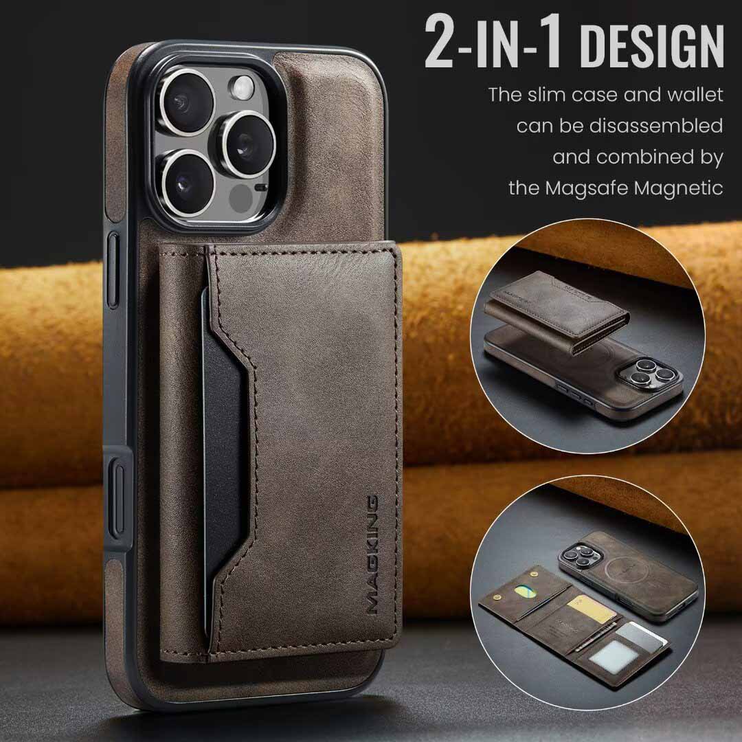 V888-ELOSUNG27394-202505081732-00 Coffee Premium MagSafe Wallet Case for iPhone 16 Pro Max - Detachable PU Leather Magnetic Card Holder - Image 1