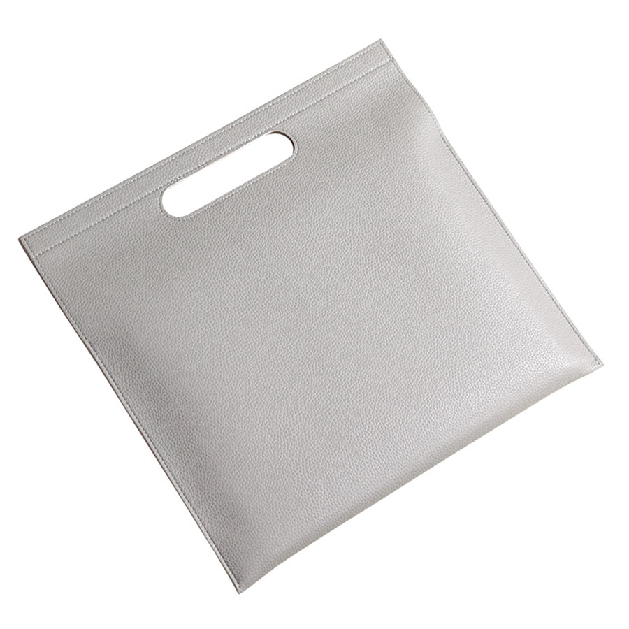 V888-ELOSUNG27502-202505131835-00 Grey Professional A4 PU Leather Document Bag - Waterproof Handheld File Folder Portfolio for Business & Conference - Image 1