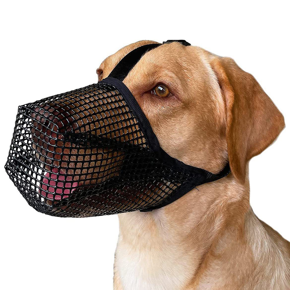 V888-ELOSUNG27570-202505131730-00 2 Pcs Size XL Black Breathable Mesh Dog Muzzle - Anti-Barking, Biting & Chewing - Adjustable & Comfortable Nylon Muzzle for Dogs - Image 1