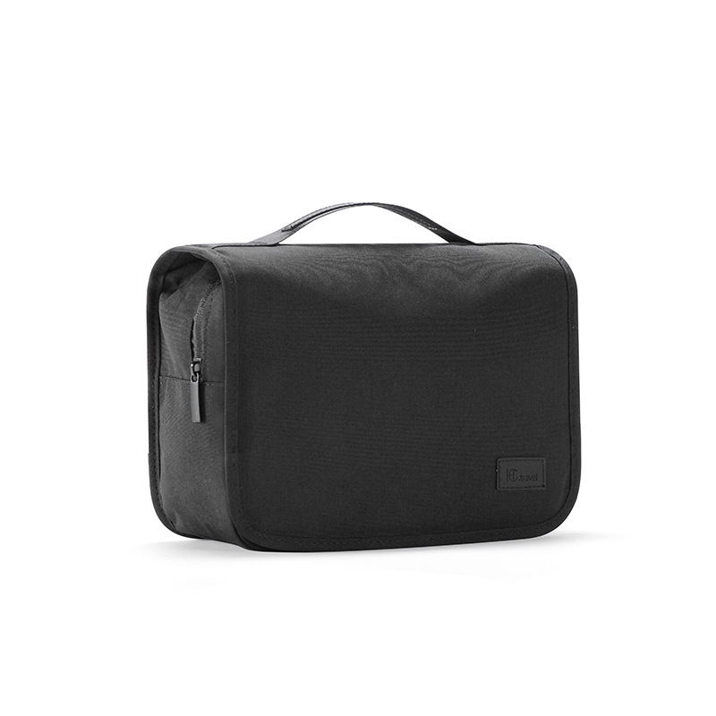 V888-ELOSUNG27574-202505131747-00 Black Eco-Friendly RPET Hanging Toiletry Bag - Large Capacity Waterproof Travel Makeup Organizer - Image 1