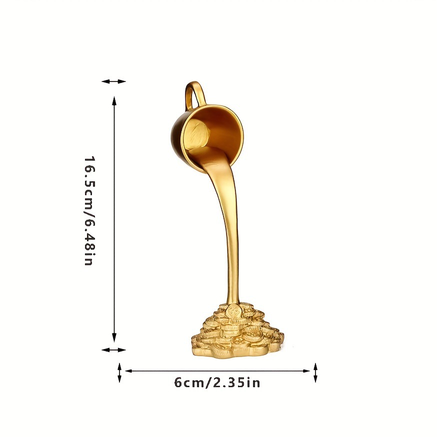 V888-ELOSUNG27612-202505131942-00 2 Pcs Glod Cup With Golden Spill" And Base Magic Pouring Coffee Cup Sculpture - Unique Resin Tabletop Art Accent" - Image 1