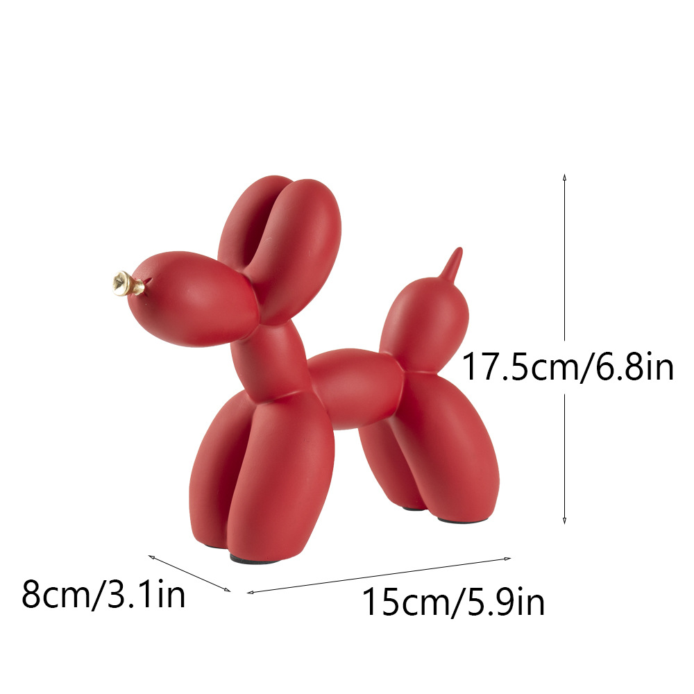 V888-ELOSUNG27640-202505151712-00 Red Modern Resin Balloon Dog Sculpture - Playful Art Figurine with Golden Snout Accent - Image 1