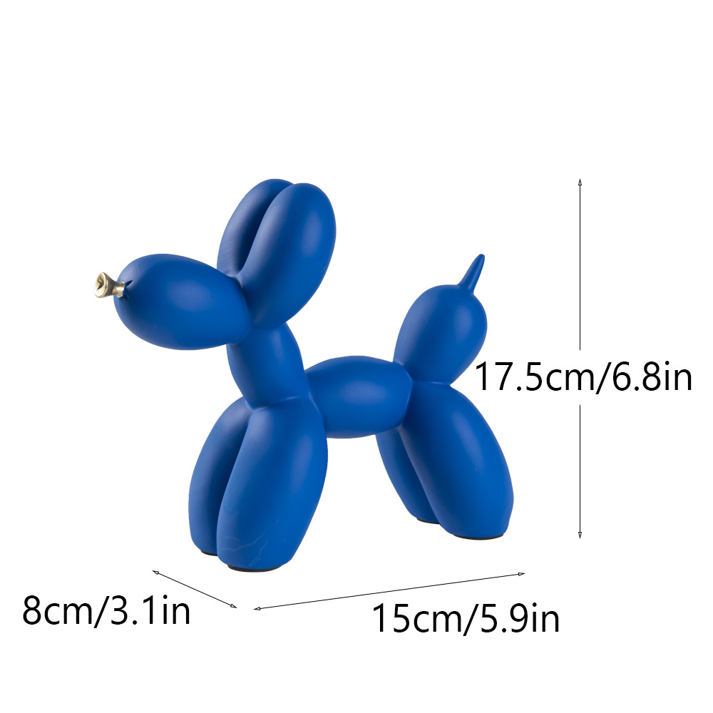 V888-ELOSUNG27641-202505151712-00 Blue Modern Resin Balloon Dog Sculpture - Playful Art Figurine with Golden Snout Accent - Image 1