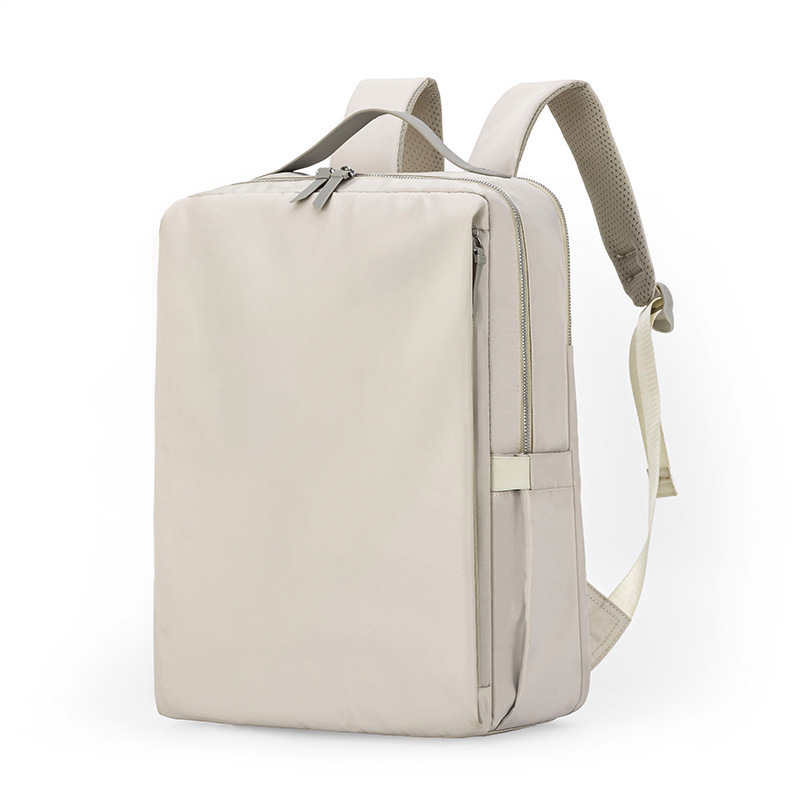 V888-ELOSUNG27860-202505231330-00 Beige Slim Minimalist Laptop Backpack - Shockproof & Anti-Theft Design, Travel-Friendly with Luggage Strap, Water-Resistant - Image 1