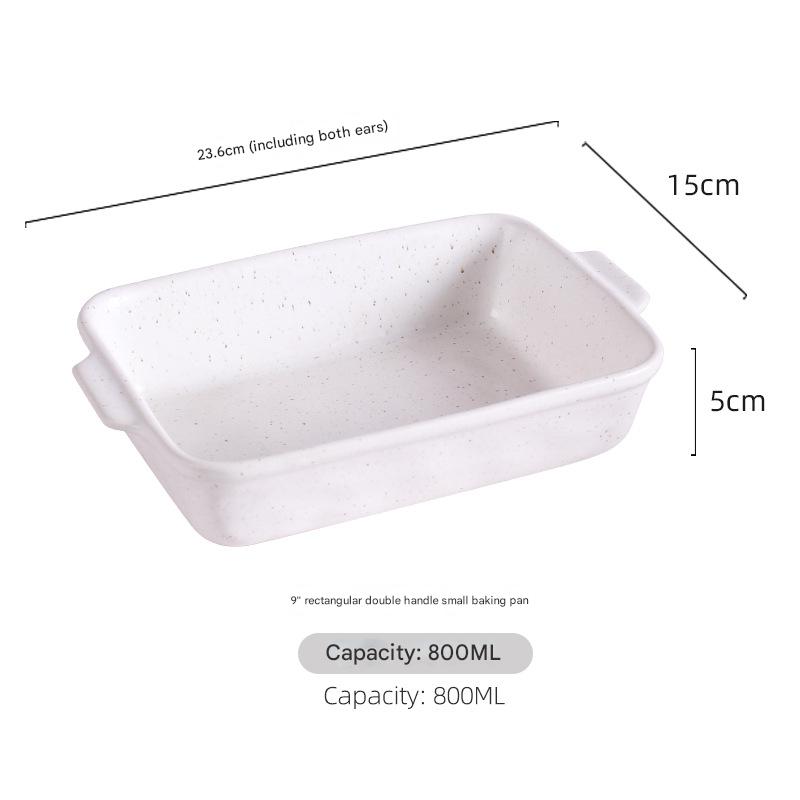 V888-ELOSUNG27924-202505231237-00 White Elegant Speckled Ceramic Rectangular Baking Dish - 800ML Oven & Microwave Safe Casserole Pan with Handles - Image 1