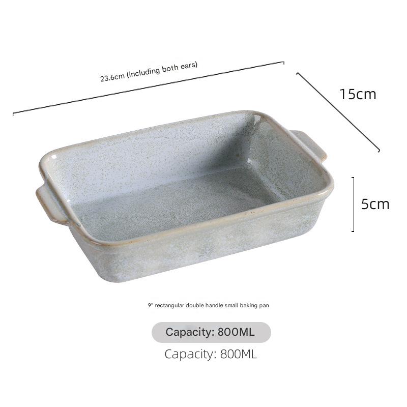 V888-ELOSUNG27925-202505231240-00 Green Elegant Speckled Ceramic Rectangular Baking Dish - 800ML Oven & Microwave Safe Casserole Pan with Handles - Image 1