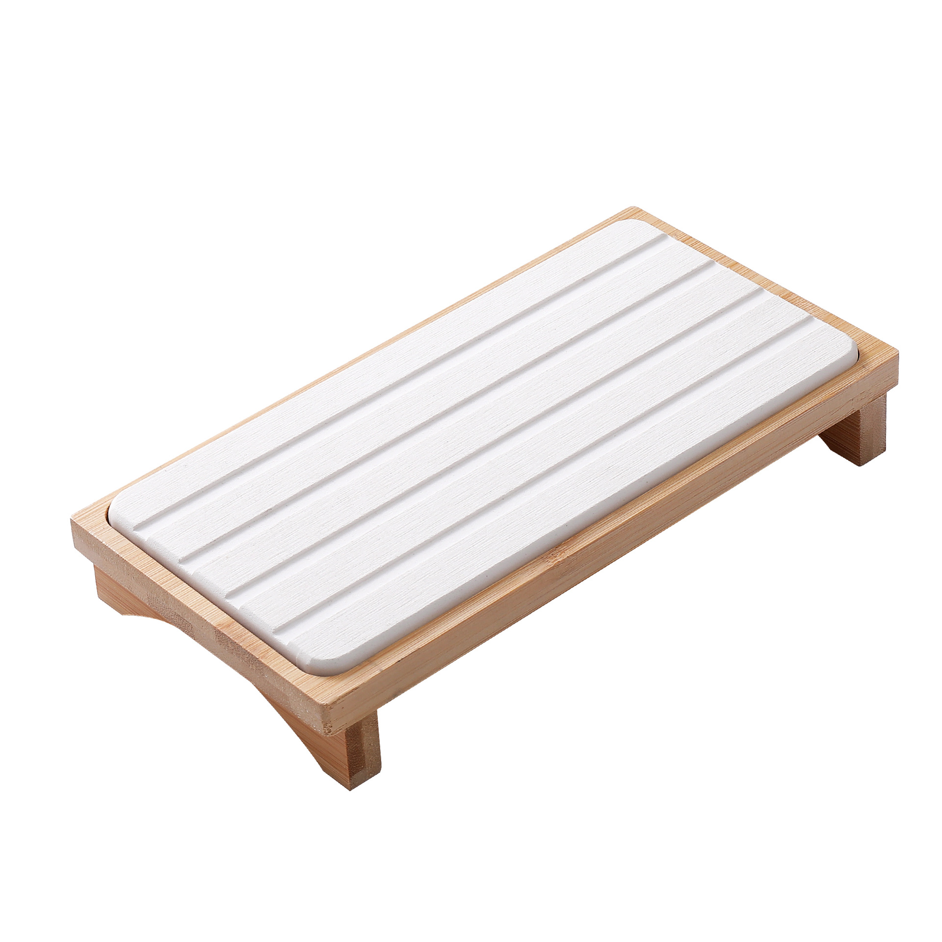 V888-ELOSUNG27950-202505231325-00 White Natural Diatomaceous Earth Absorbent Drying Tray with Bamboo Base - Quick-Dry Stone Mat for Kitchen & Bathroom Sink - Image 1