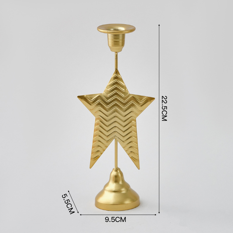 V888-ELOSUNG27981-202505231153-00 Gold Elegant Star Metal Candlestick Holder - Decorative Taper Candle Stand for Home, Tabletop & Special Occasions - Image 1