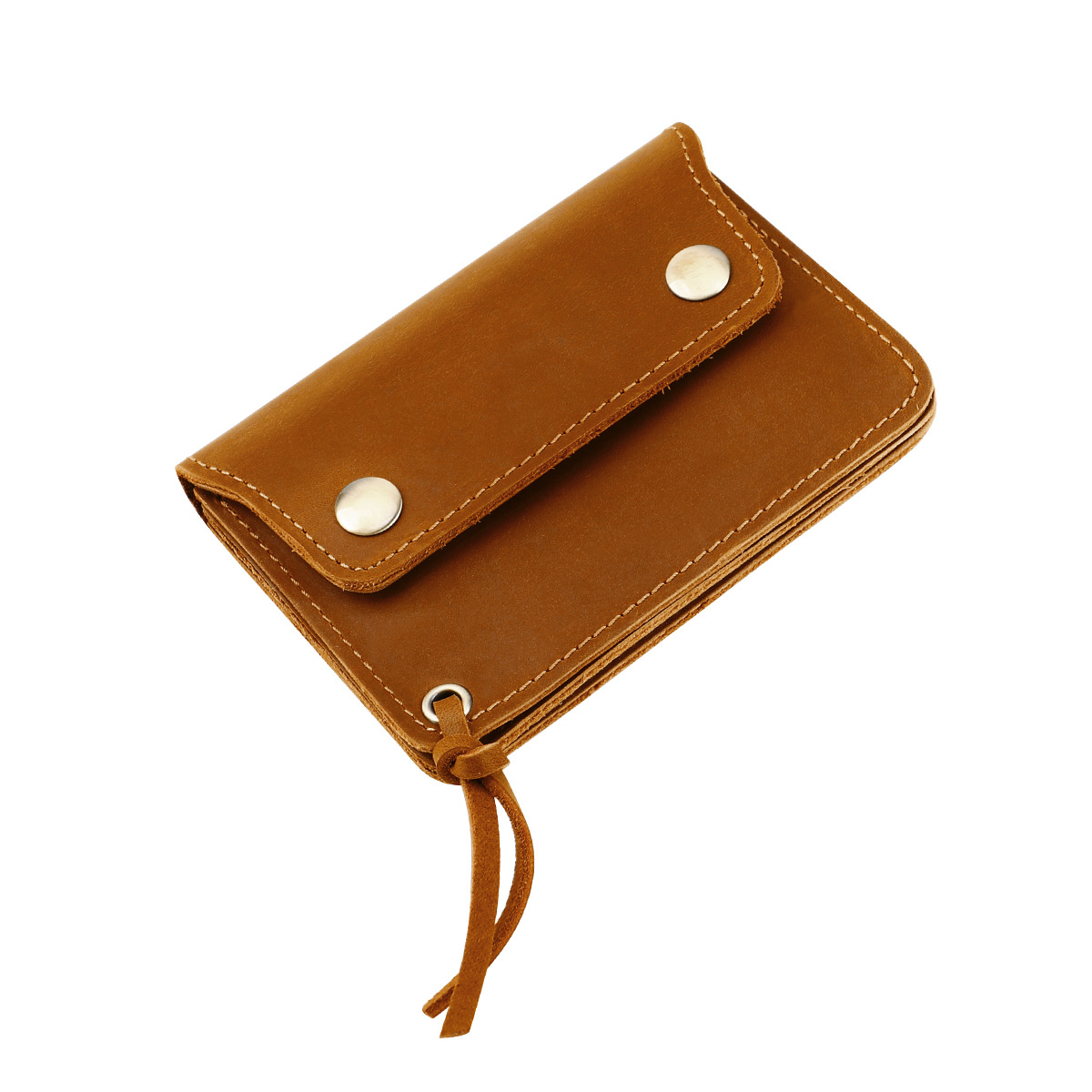 V888-ELOSUNG27995-202505231227-00 Khaki Vintage Handmade Crazy Horse Leather Wallet - Compact Card Holder & Zippered Coin Purse with Snap Closure - Image 1