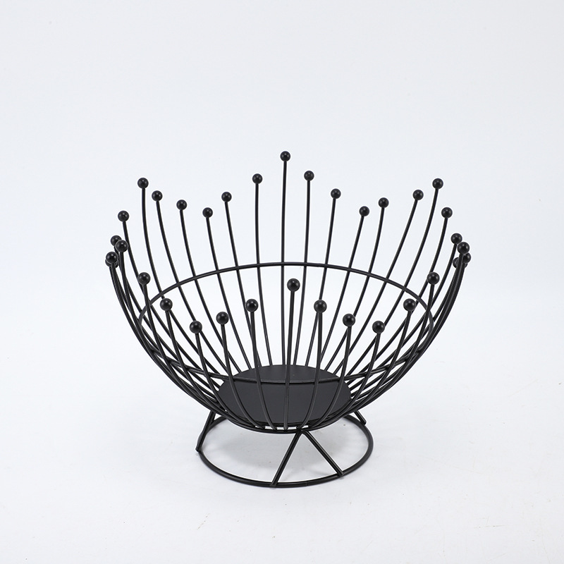 V888-ELOSUNG28028-202504281511-00 Pedestal Base Black Modern Metal Wire Fruit Basket Bowl - Countertop Storage for Fruit & Snacks - Image 1