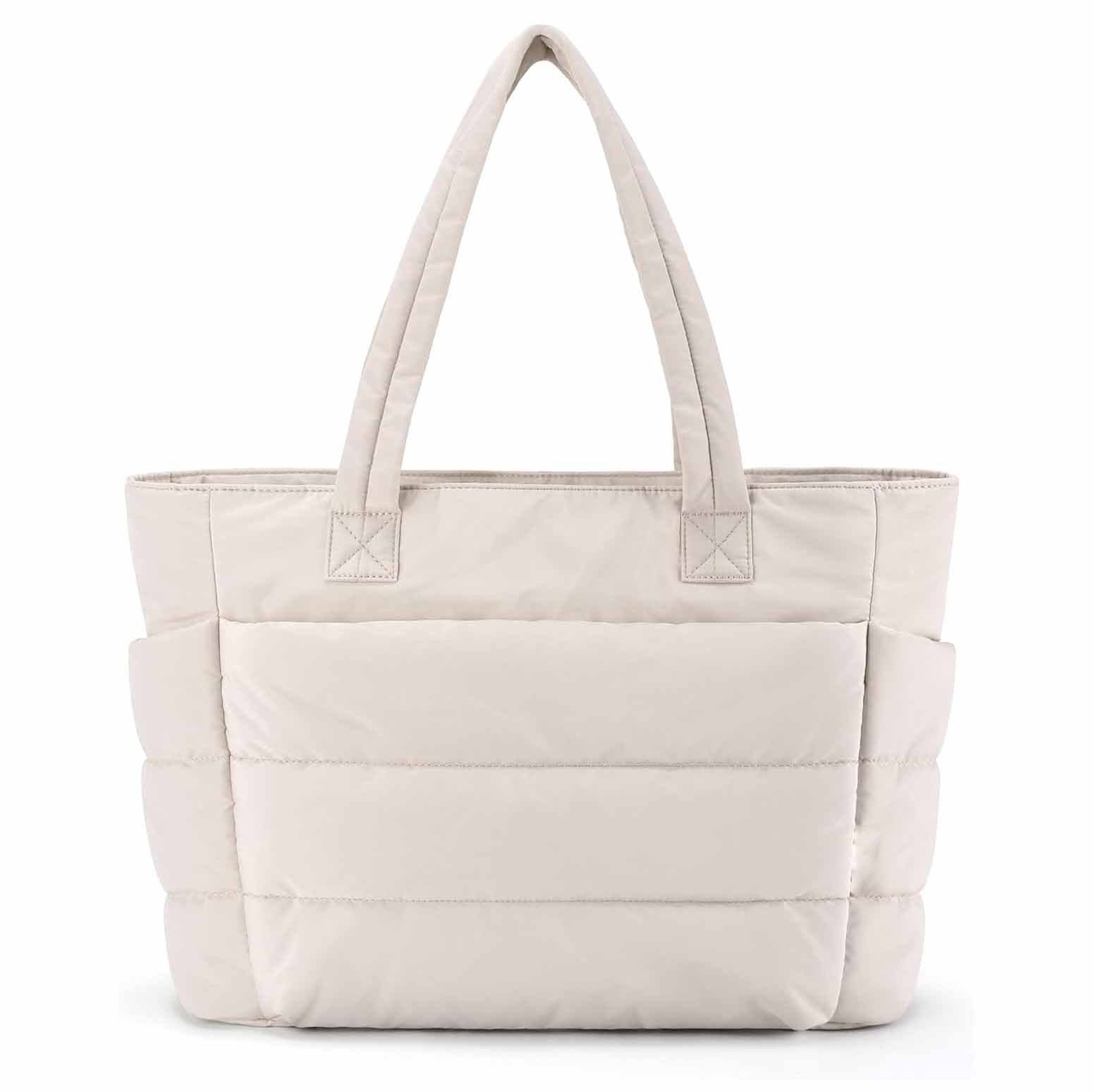 V888-ELOSUNG28152-202504281446-00 Beige Large Capacity Nylon Tote Bag for Women - Fashionable Travel Shoulder & Crossbody Handbag - Image 1