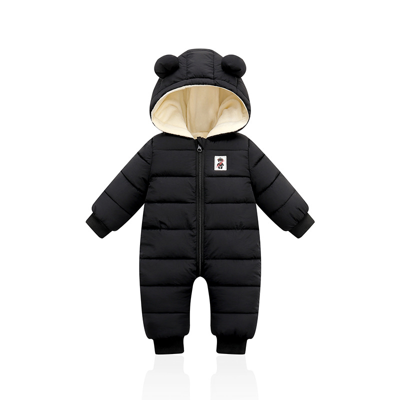 Suitable For Height 80cm Black Baby & Toddler Hooded Padded Snowsuit - Fleece Lined Winter Romper Outerwear