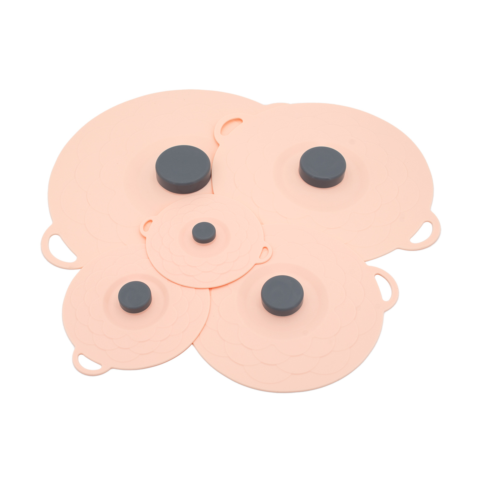 V888-ELOSUNG28463-202505131646-00 Pink Two-Set Five-Piece Silicone Fresh-Keeping Lids - Heat-Resistant, Anti-Spill, and Dust-Proof - Image 1