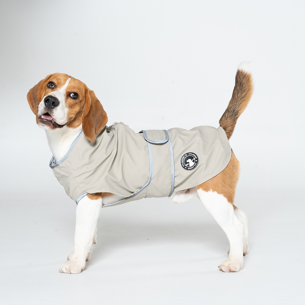 V888-ELOSUNG28721-202505191320-00 45# Grey Waterproof Reflective Dog Raincoat for Small to Large Dogs - Image 1