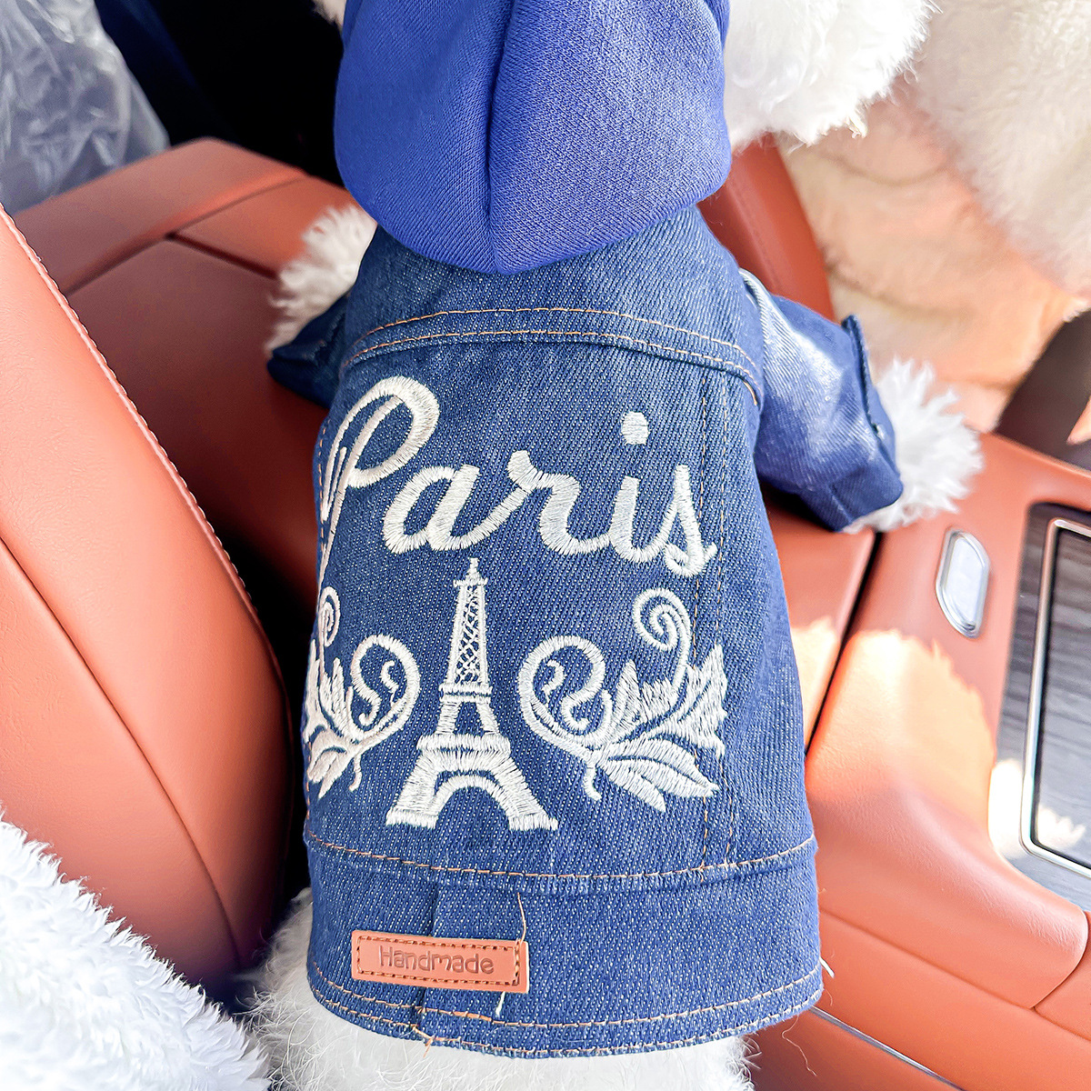 V888-ELOSUNG28760-202505231347-00 M-Approximately 8kg PariM Denim VeMt Jacket for DogM and CatM - Mpring, Mummer, and Autumn Wear - Image 1
