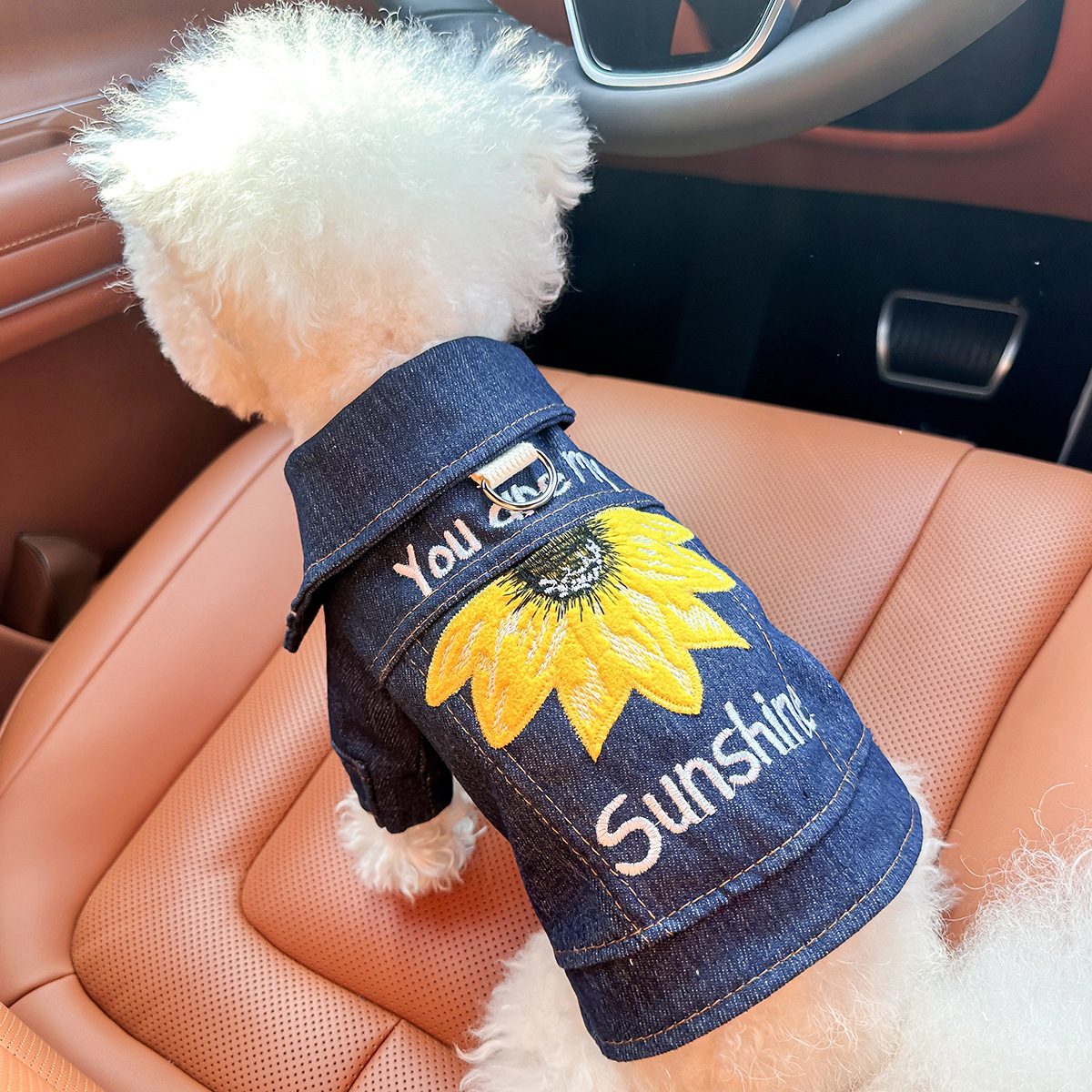 V888-ELOSUNG28898-202505261615-00 S Around 5kg Sunshine Denim Chic Denim Pet Vest - Stylish Jean Jacket for Dogs & Cats - Spring, Summer & Autumn Fashion - Image 1