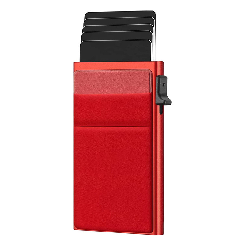 V888-ELOSUNG29035-202505191246-00 Ultra-Slim Pop-Up Card Holder Wallet with RFID Blocking(Red + Red Card Holder) - Image 1