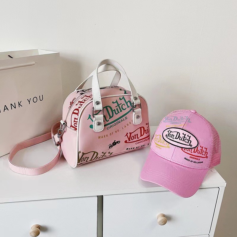V888-ELOSUNG29040-202505191248-00 Retro Print PU Leather Dome Satchel Bag - Versatile Crossbody & Handbag(Pink) - Image 1