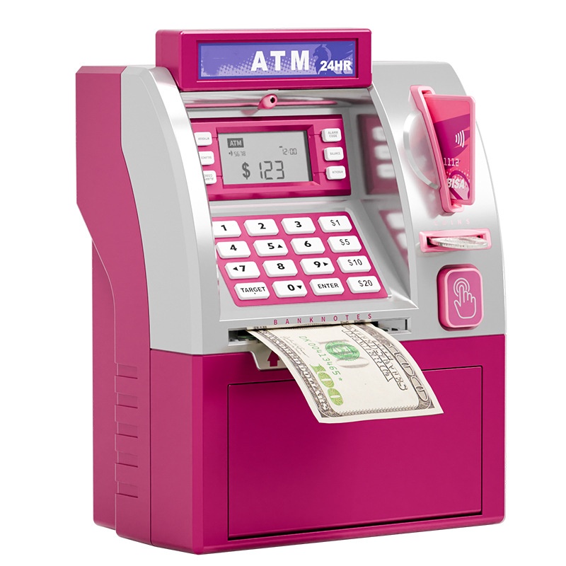 V888-ELOSUNG29045-202505191306-00 Kids ATM Savings Bank - Electronic Piggy Bank with Debit Card, PIN(Pink) - Image 1