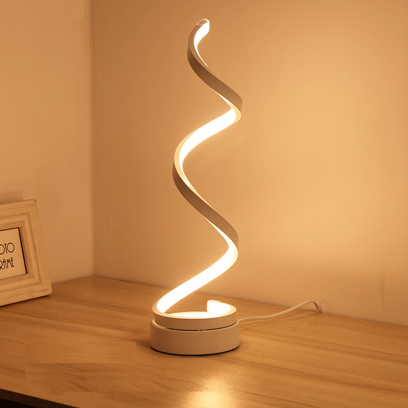 V888-ELOSUNG29111-202505231236-00 Modern Spiral LED Table Lamp - Dimmable, 3 Light Modes(white) - Image 1