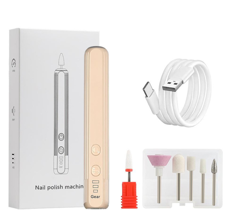 V888-ELOSUNG29251-202505261511-00 Portable Electric Nail Drill Pen Kit - USB-C Rechargeable, 3-Speed, High Torque, Low Heat(Khaki) - Image 1