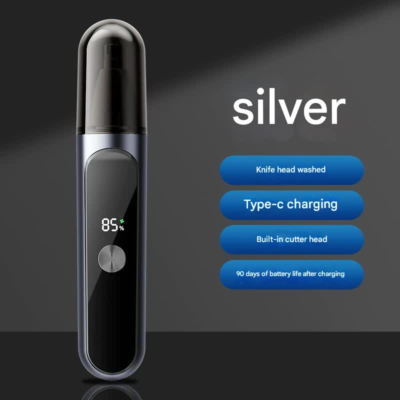 V888-ELOSUNG29375-202505301141-00 Electric Nose & Ear Hair Trimmer - USB-C Rechargeable, LED Display, Washable 360deg Head, Low Noise(silver) - Image 1