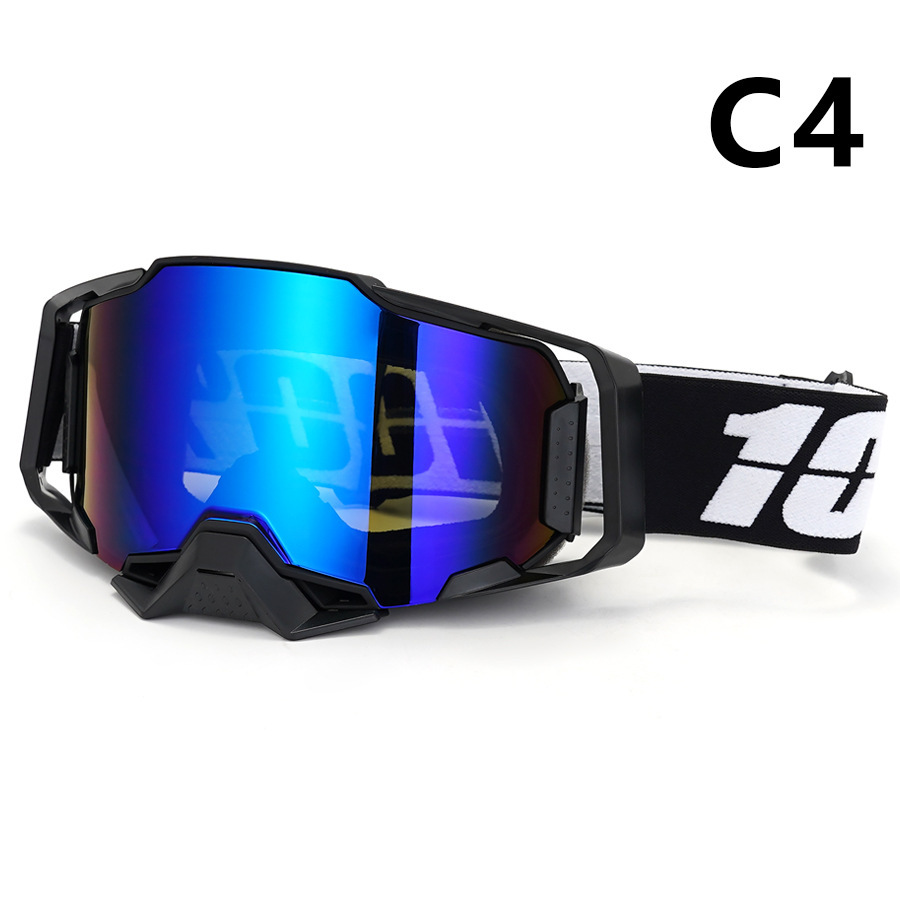 V888-ELOSUNG29559-202506051742-00 Professional Motocross & Ski Goggles - HiPER Lens, TPU Frame(Black frame with white belt and blue lens) - Image 1