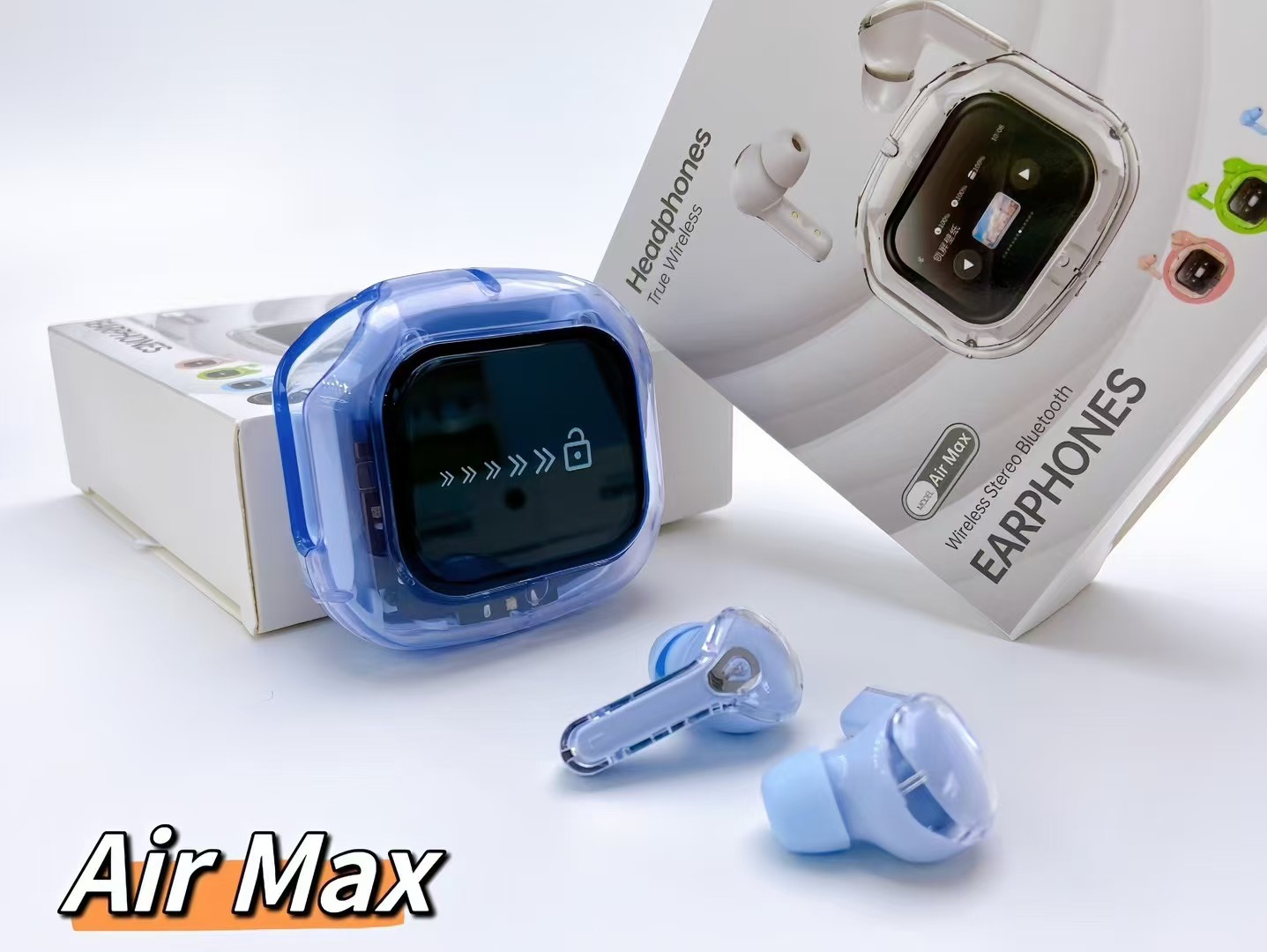 V888-ELOSUNG29800-202506131046-00 Transparent TWS Wireless Earbuds with Smart Call Noise Reduction & LED Display Case - Bluetooth 5.4(blue) - Image 1