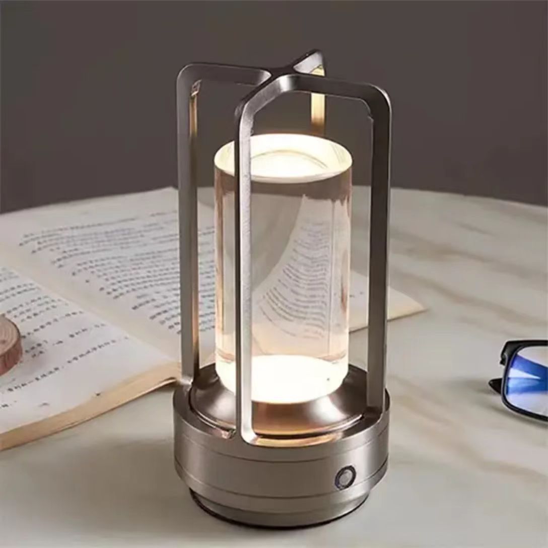 V888-ELOSUNG30025-202505151740-00 Cross-Shaped LED Table Lamp - Silver Touch Button with USB Charging - Image 1
