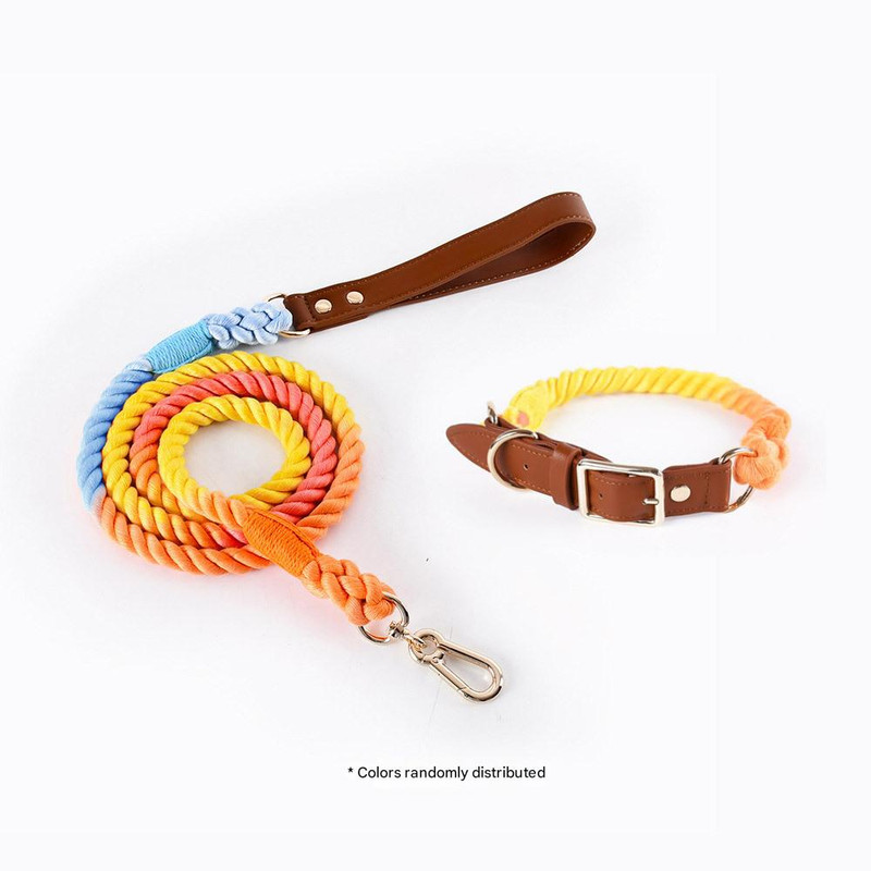 V888-ELOSUNG31110-202505231330-00 Premium Leather Pet Collar and Leash - Soft, Strong Braided Rope (Iridescent Red - Size S) - Image 1
