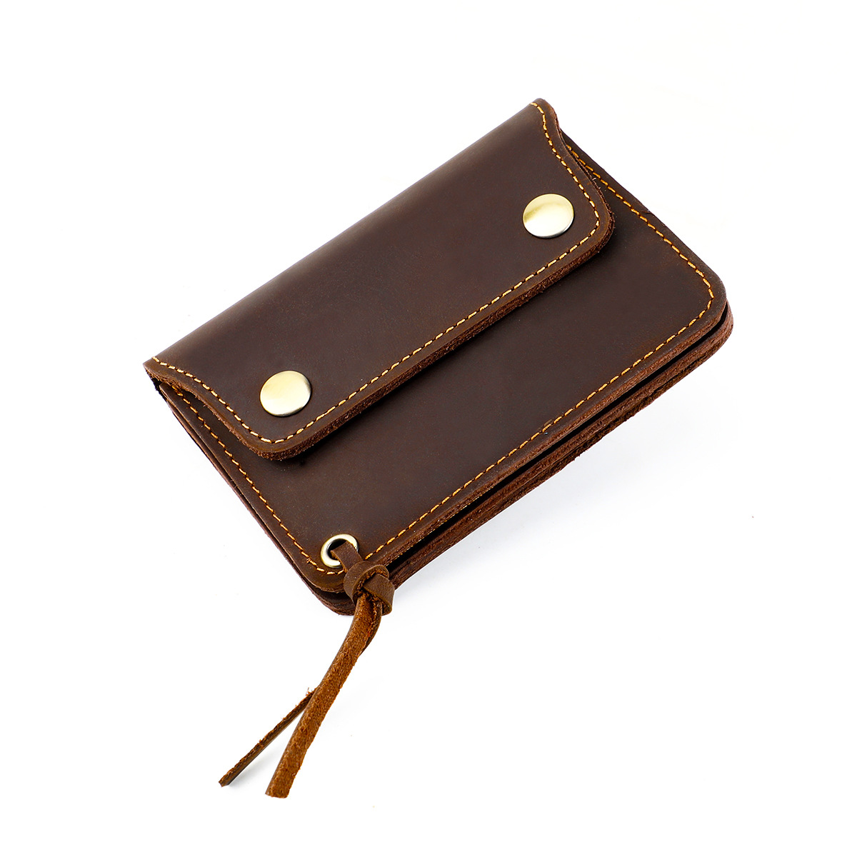 V888-ELOSUNG32000-202505231232-00 Coffee Vintage Handmade Crazy Horse Leather Wallet - Compact Card Holder & Zippered Coin Purse with Snap Closure - Image 1